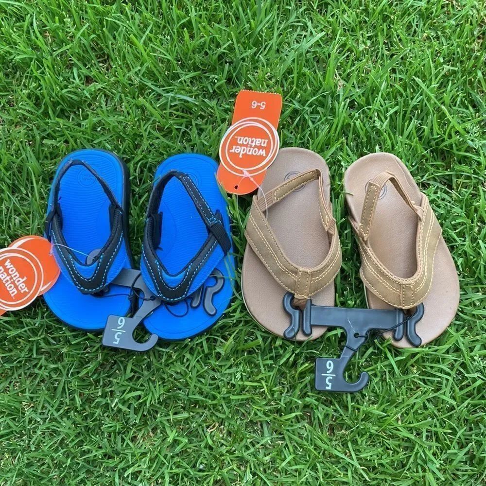 Baby Boys Casual Active Flip Flops With Elastic Back 2-Pack Size 5/6